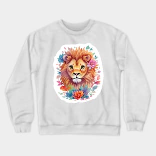 Lion Face Flower Art Crewneck Sweatshirt